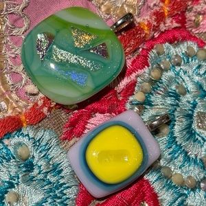 Handmade fused glass pendants
